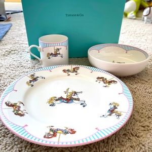 Tiffany and Co. 3 piece bone China carousel set.